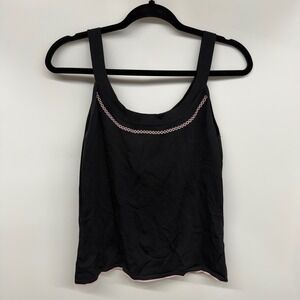 Tahari Womens Black Sweater Tank Top Size 10‎ Medium Pink Trim Knit Coquette